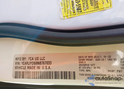 2022 Jeep Grand Cherokee 4Xe Overland 4X4 from USA, damaged, VIN 1C4RJYD69N8767033